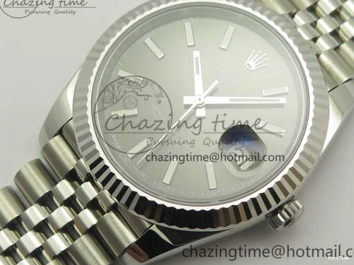 MiroTime 0219 DateJust 41 126334 SS REF 1:1 Best Edition Gray Dial Stick Markers on Jubilee Bracelet A3235 Clone V OdorResistant 3382